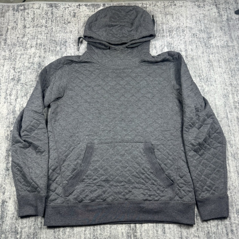 Marmot Galen Hoodie Mens M Gray Diamond Quilted Pullover Hiking Sweatshirt